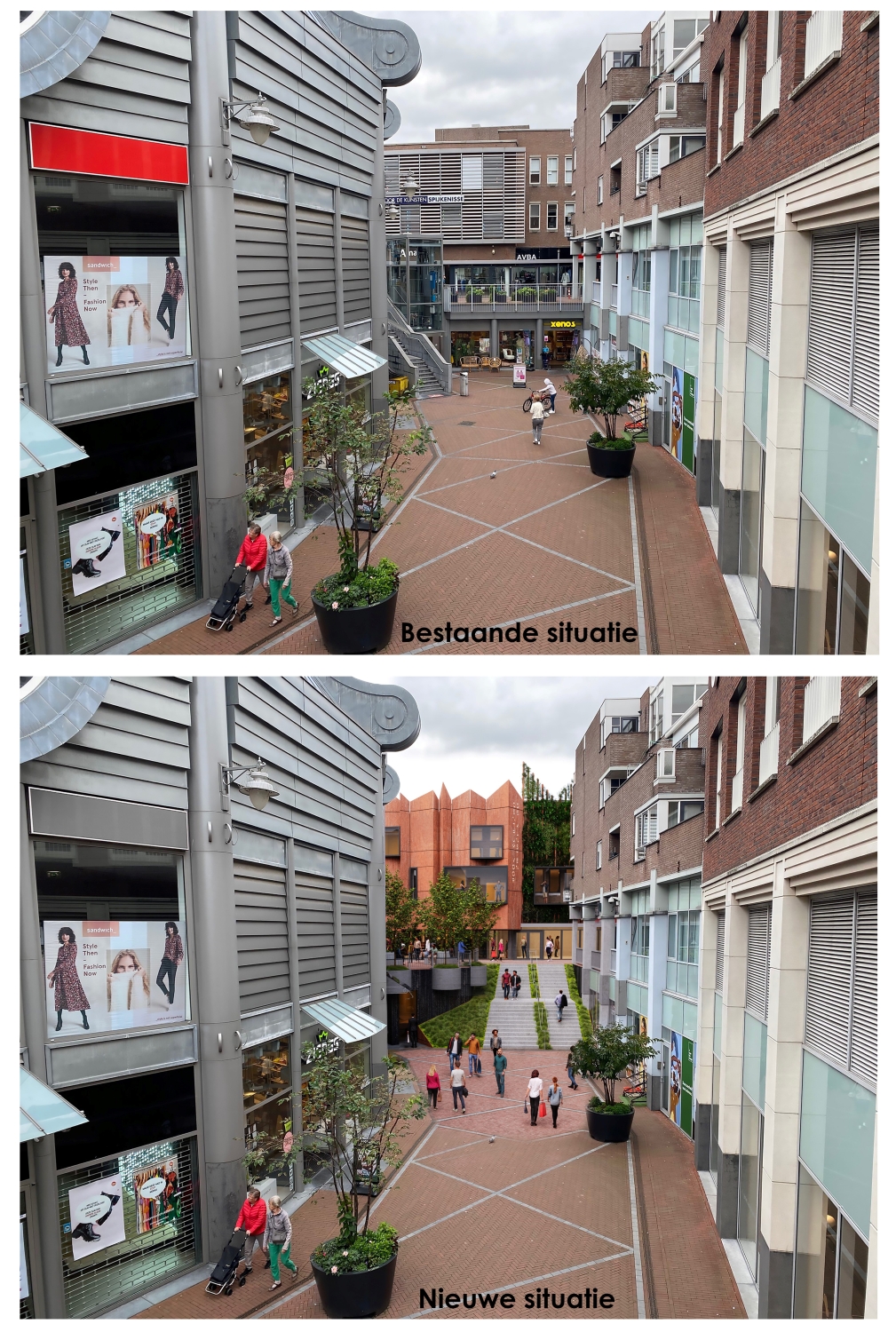 Foto bestaande en nieuwe situatie